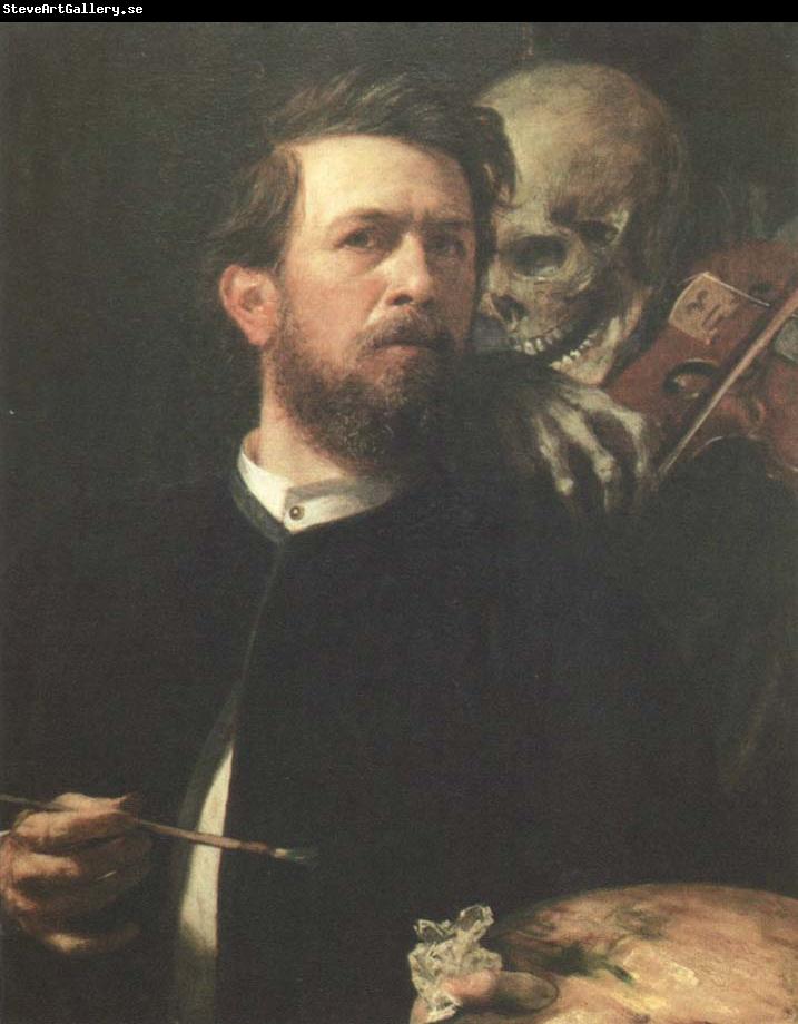 Arnold Bocklin self portrait with death playing the fiddle